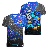 7th Birthday Boys Women V-Neck T-Shirt I was 6 Now Im 7 Gaming And Tech Theme