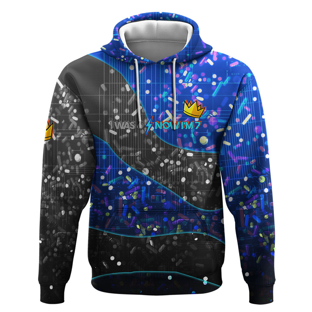 7th Birthday Boys Zip Hoodie I was 6 Now Im 7 Gaming And Tech Theme