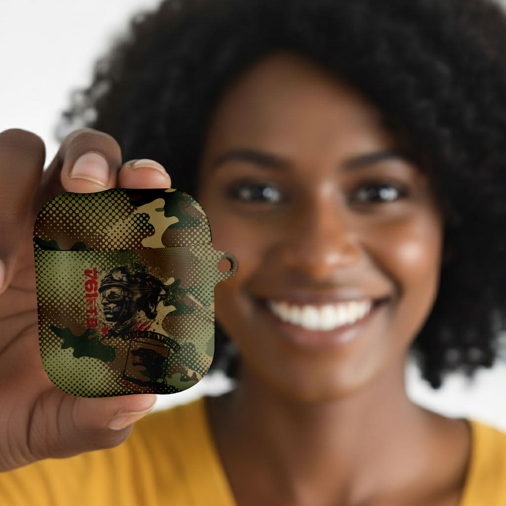 761st Tank Battalion Black Panthers AirPods Case Come Out Fighting Military - Camouflage Halftone