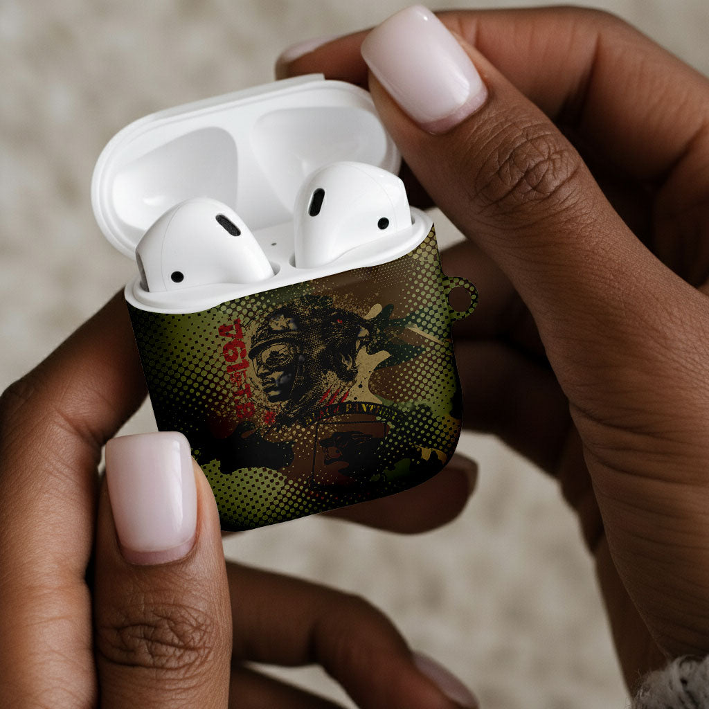 761st Tank Battalion Black Panthers AirPods Case Come Out Fighting Military - Camouflage Halftone