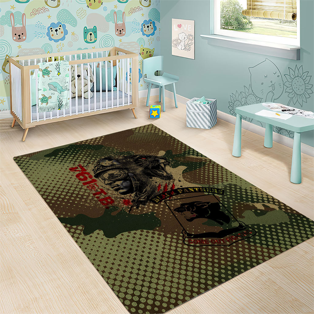 761st Tank Battalion Black Panthers Area Rug Come Out Fighting Military - Camouflage Halftone
