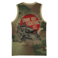 761st Tank Battalion Black Panthers Basketball Jersey Come Out Fighting Military - Camouflage Halftone