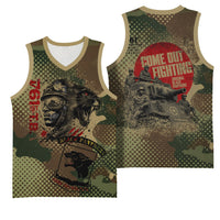 761st Tank Battalion Black Panthers Basketball Jersey Come Out Fighting Military - Camouflage Halftone