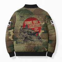 761st Tank Battalion Black Panthers Bomber Puffer Jacket Come Out Fighting Military - Camouflage Halftone