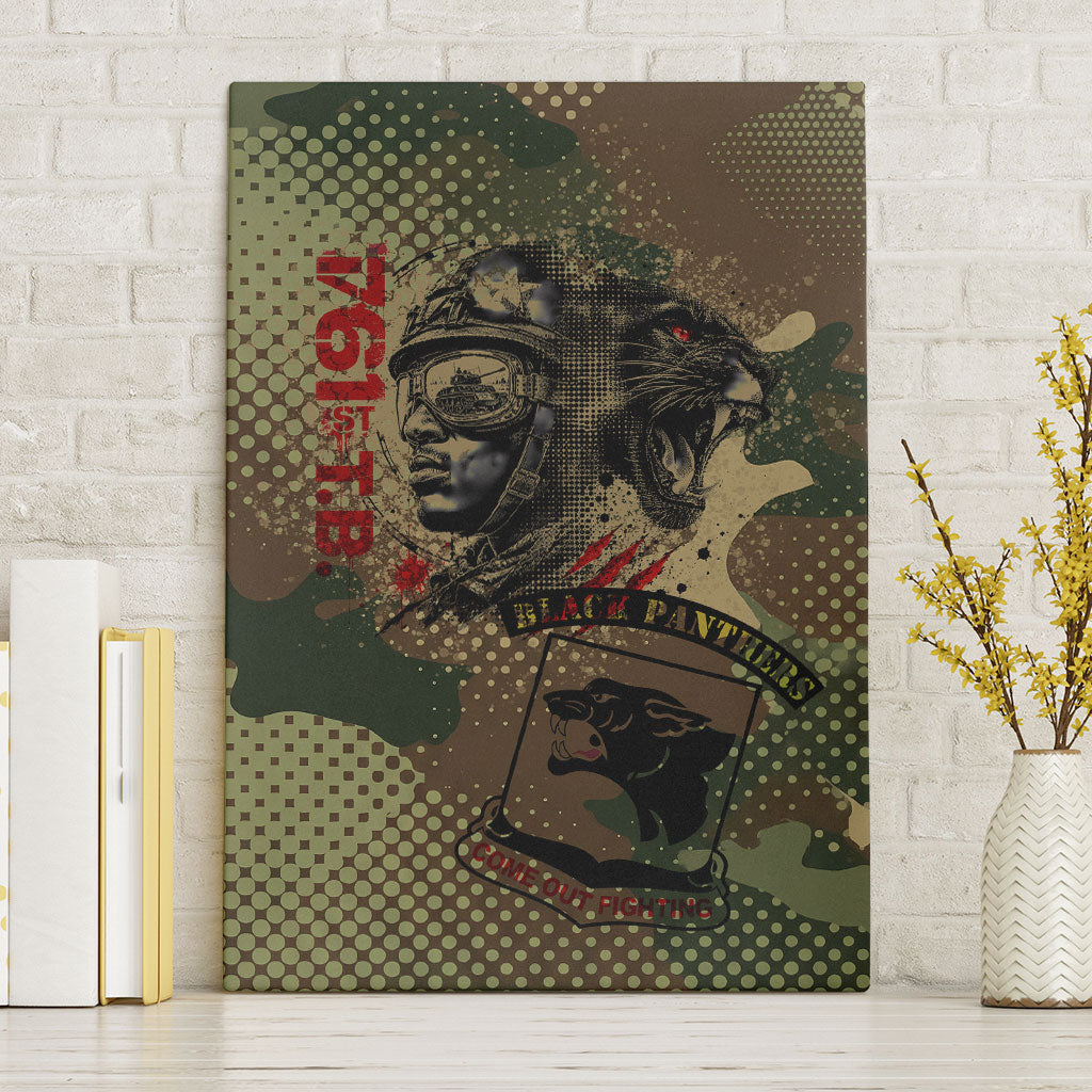761st Tank Battalion Black Panthers Canvas Wall Art Come Out Fighting Military - Camouflage Halftone