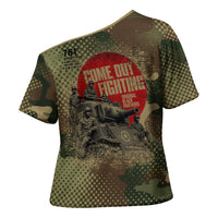 761st Tank Battalion Black Panthers Cross Shoulder Shirt Come Out Fighting Military - Camouflage Halftone