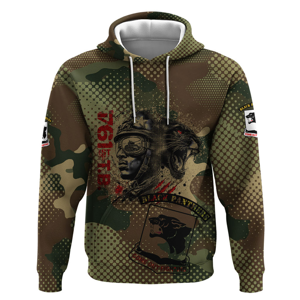761st Tank Battalion Black Panthers Hoodie Come Out Fighting Military - Camouflage Halftone
