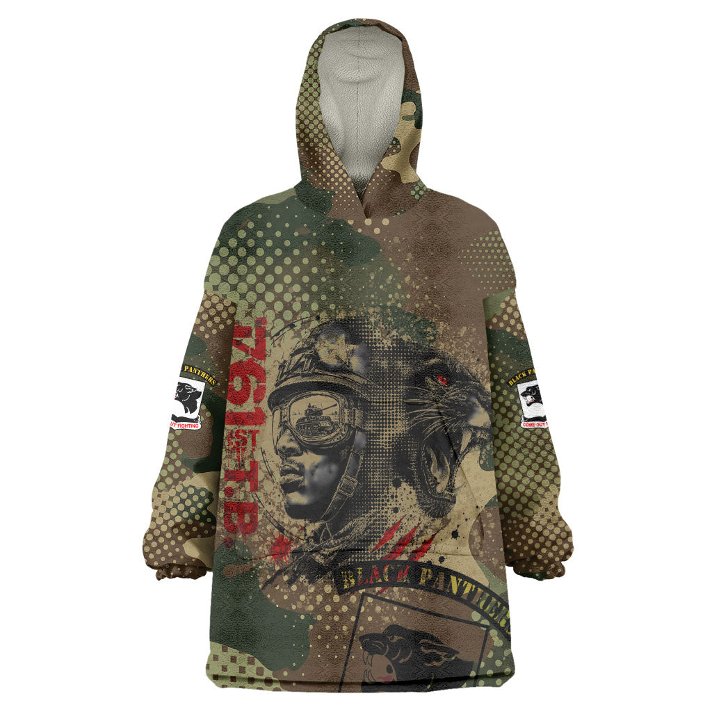 761st Tank Battalion Black Panthers Kid Wearable Blanket Hoodie Come Out Fighting Military - Camouflage Halftone