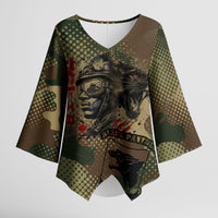 761st Tank Battalion Black Panthers Kimono Sleeve Blouse Come Out Fighting Military - Camouflage Halftone