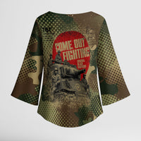 761st Tank Battalion Black Panthers Kimono Sleeve Blouse Come Out Fighting Military - Camouflage Halftone