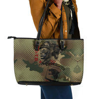761st Tank Battalion Black Panthers Leather Tote Bag Come Out Fighting Military - Camouflage Halftone