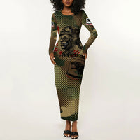 761st Tank Battalion Black Panthers Long Sleeve Bodycon Dress Come Out Fighting Military - Camouflage Halftone