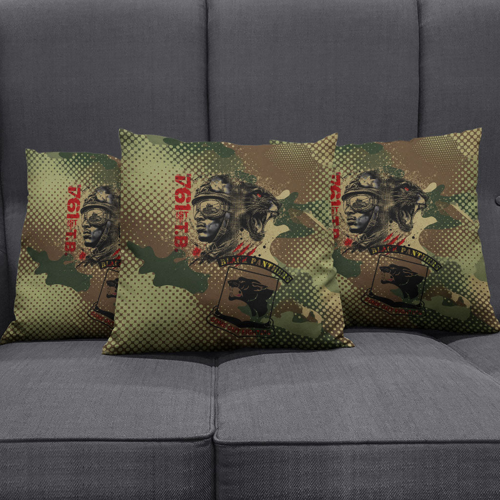 761st Tank Battalion Black Panthers Pillow Cover Come Out Fighting Military - Camouflage Halftone