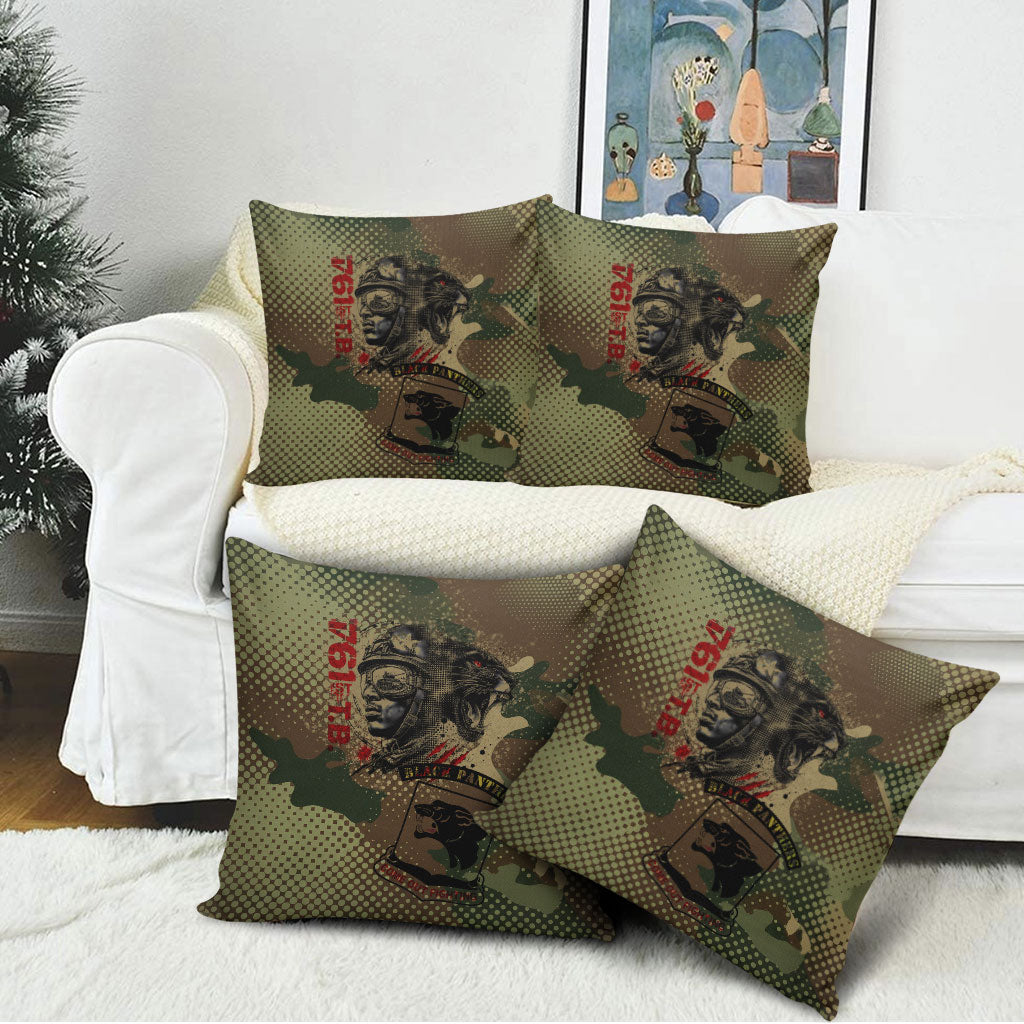 761st Tank Battalion Black Panthers Pillow Cover Come Out Fighting Military - Camouflage Halftone