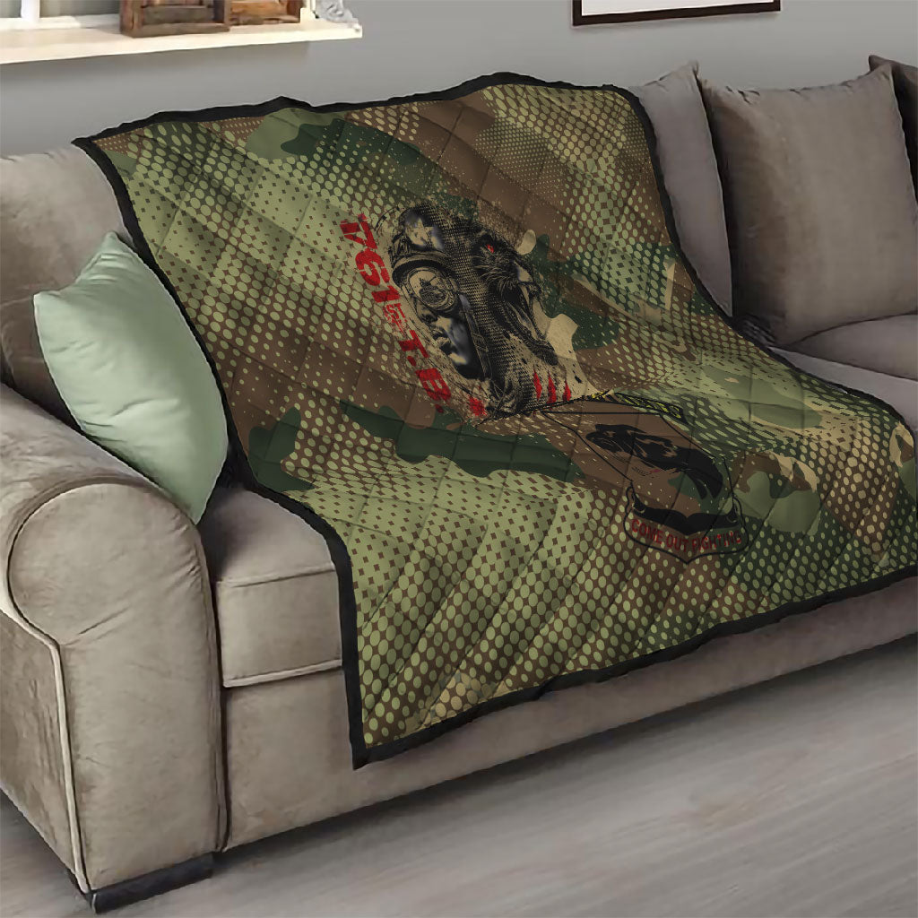 761st Tank Battalion Black Panthers Quilt Come Out Fighting Military - Camouflage Halftone