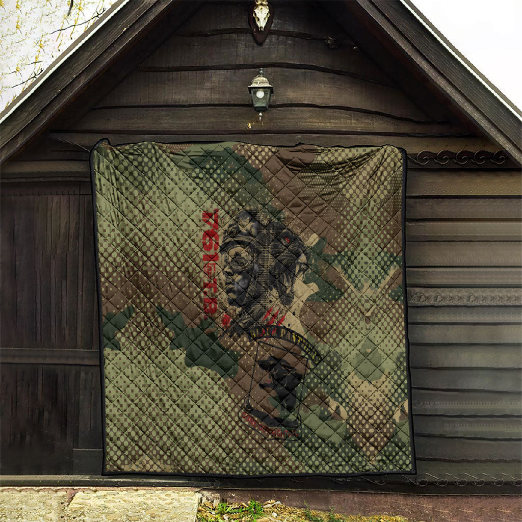 761st Tank Battalion Black Panthers Quilt Come Out Fighting Military - Camouflage Halftone