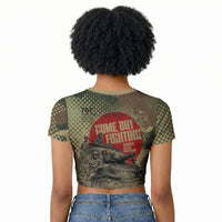 761st Tank Battalion Black Panthers Raglan Cropped T shirt Come Out Fighting Military - Camouflage Halftone