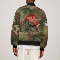 761st Tank Battalion Black Panthers Sleeve Zip Bomber Jacket Come Out Fighting Military - Camouflage Halftone