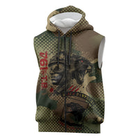 761st Tank Battalion Black Panthers Sleeveless Zip Hoodie Come Out Fighting Military - Camouflage Halftone