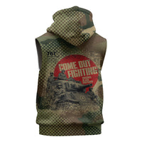 761st Tank Battalion Black Panthers Sleeveless Zip Hoodie Come Out Fighting Military - Camouflage Halftone