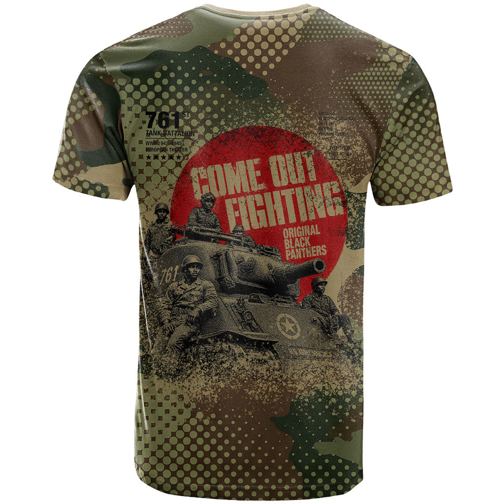 761st Tank Battalion Black Panthers T shirt Come Out Fighting Military - Camouflage Halftone