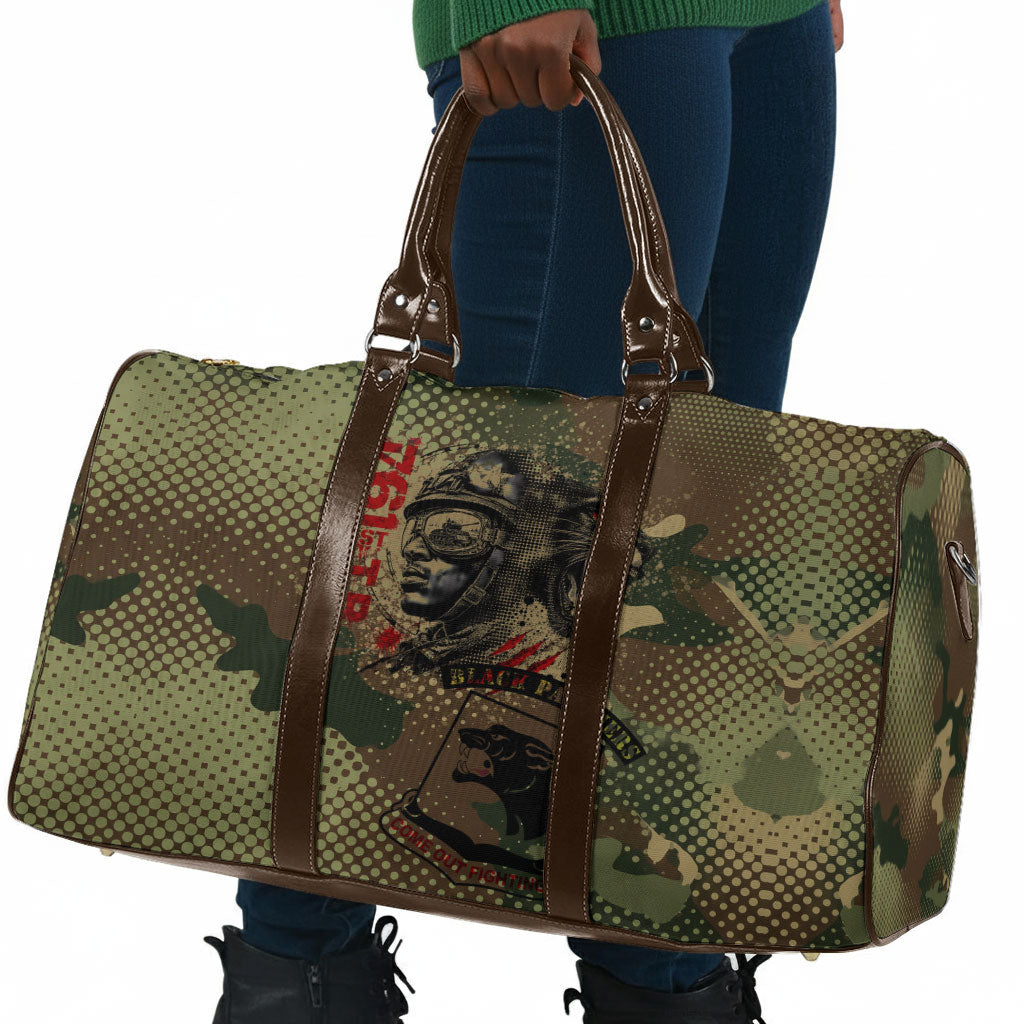 761st Tank Battalion Black Panthers Travel Bag Come Out Fighting Military - Camouflage Halftone