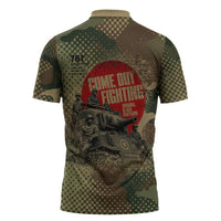 761st Tank Battalion Black Panthers Zipper Polo Shirt Come Out Fighting Military - Camouflage Halftone