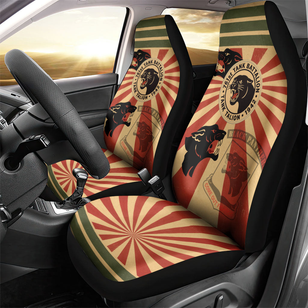 Black Panthers 761st Tank Battalion Car Seat Cover Come Out Fighting Retro Military