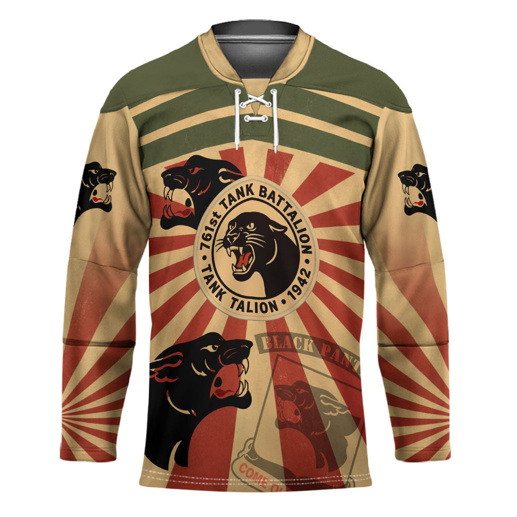 Black Panthers 761st Tank Battalion Hockey Jersey Come Out Fighting Retro Military