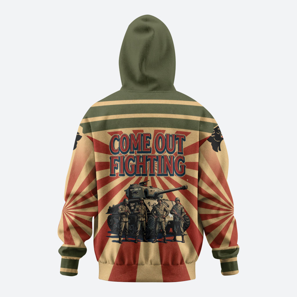 Black Panthers 761st Tank Battalion Hoodie Come Out Fighting Retro Military