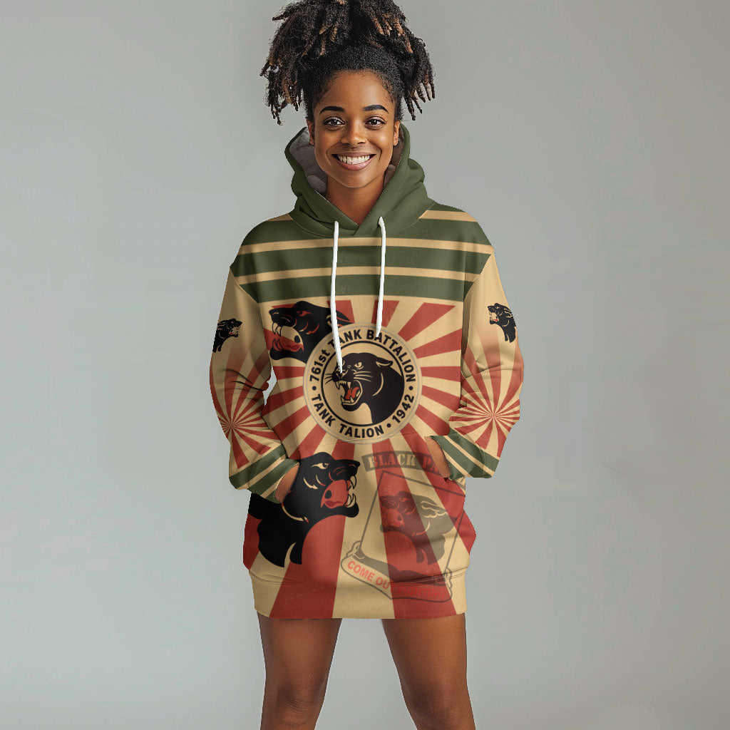 Black Panthers 761st Tank Battalion Hoodie Dress Come Out Fighting Retro Military