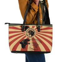 Black Panthers 761st Tank Battalion Leather Tote Bag Come Out Fighting Retro Military