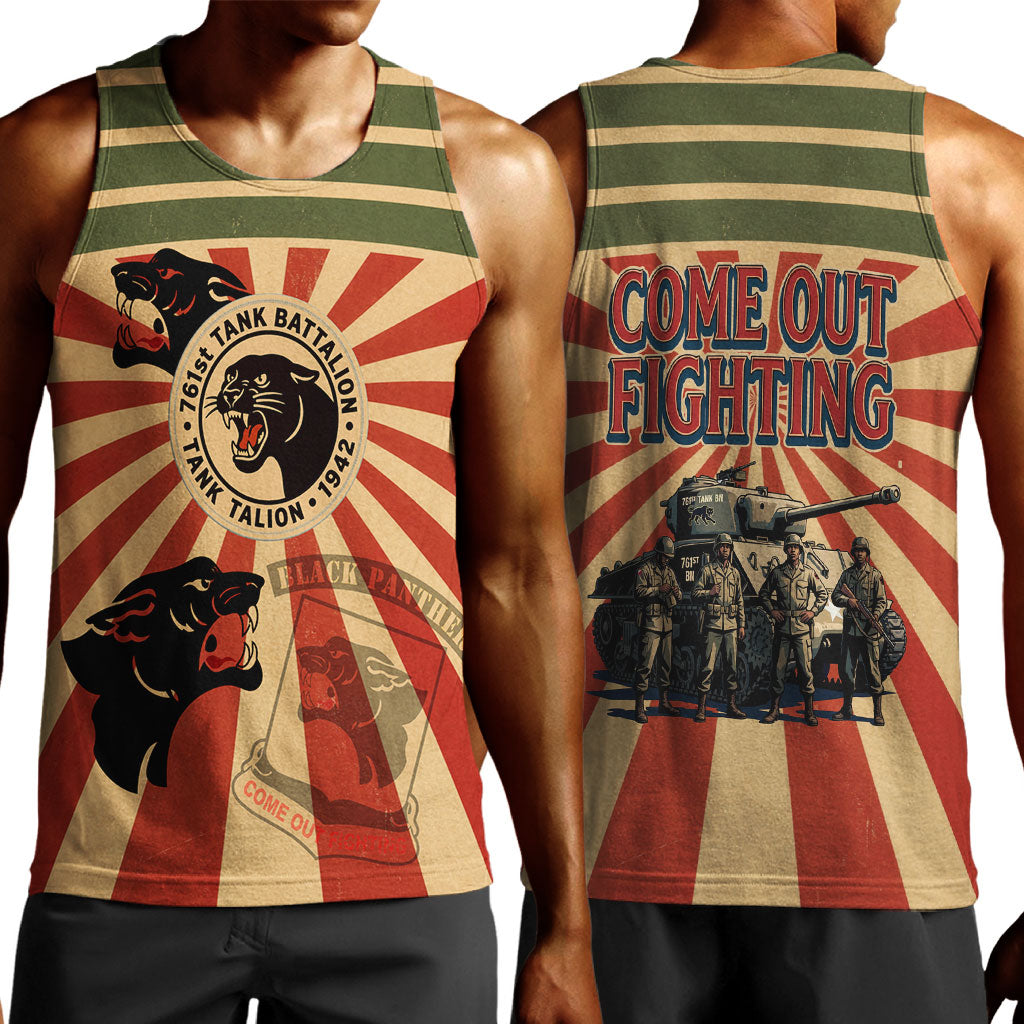 Black Panthers 761st Tank Battalion Men Tank Top Come Out Fighting Retro Military
