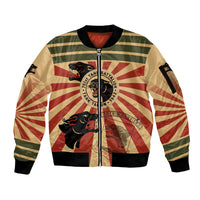 Black Panthers 761st Tank Battalion Sleeve Zip Bomber Jacket Come Out Fighting Retro Military