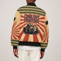 Black Panthers 761st Tank Battalion Sleeve Zip Bomber Jacket Come Out Fighting Retro Military