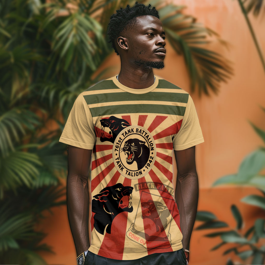 Black Panthers 761st Tank Battalion T shirt Come Out Fighting Retro Military