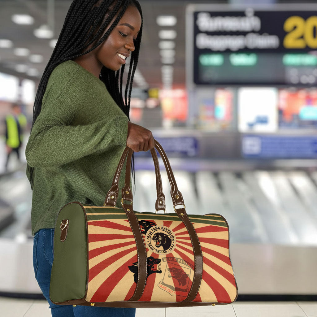 Black Panthers 761st Tank Battalion Travel Bag Come Out Fighting Retro Military