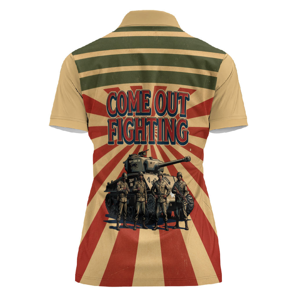 Black Panthers 761st Tank Battalion Women Polo Shirt Come Out Fighting Retro Military