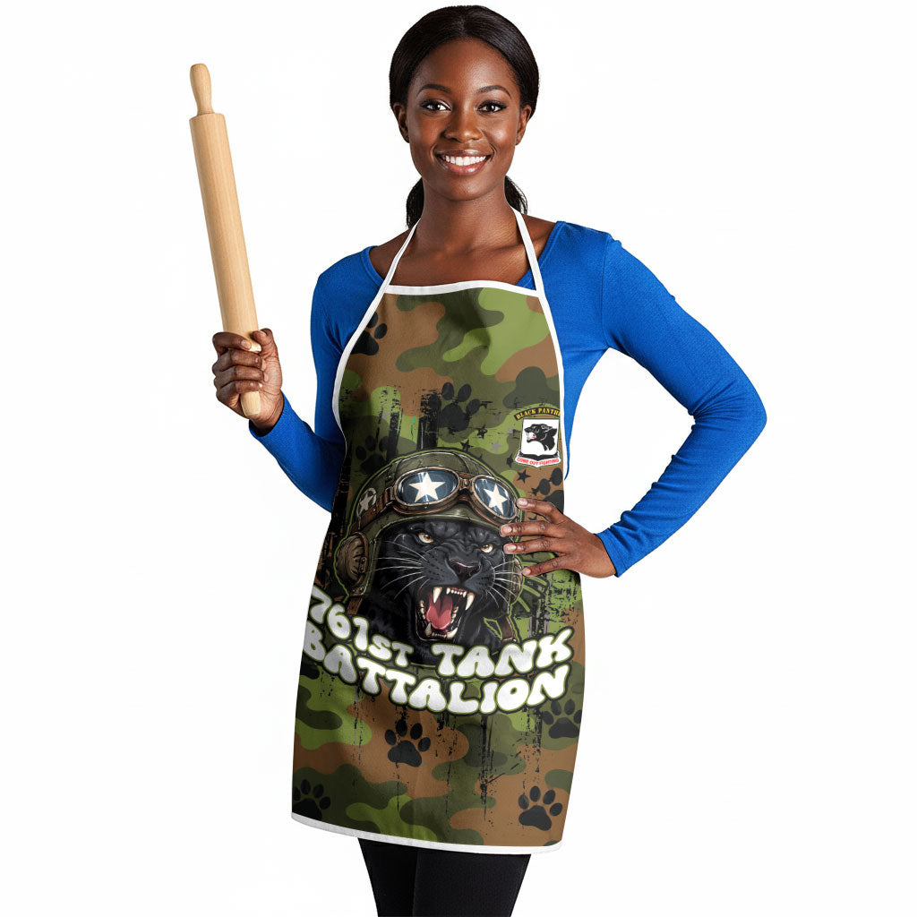 761st Tank Battalion African American Apron Black Panthers Cartoon Mascot - Military History Camouflage Paw