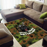 761st Tank Battalion African American Area Rug Black Panthers Cartoon Mascot - Military History Camouflage Paw