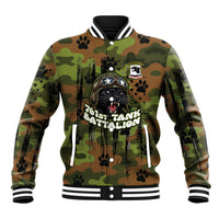 761st Tank Battalion African American Baseball Jacket Black Panthers Cartoon Mascot - Military History Camouflage Paw