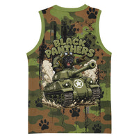761st Tank Battalion African American Basketball Jersey Black Panthers Cartoon Mascot - Military History Camouflage Paw