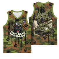 761st Tank Battalion African American Basketball Jersey Black Panthers Cartoon Mascot - Military History Camouflage Paw