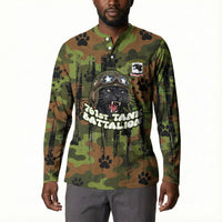 761st Tank Battalion African American Button Sweatshirt Black Panthers Cartoon Mascot - Military History Camouflage Paw