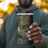 761st Tank Battalion African American 4 in 1 Can Cooler Tumbler Black Panthers Cartoon Mascot - Military History Camouflage Paw