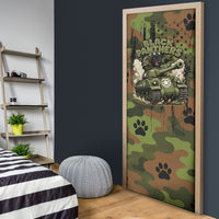 761st Tank Battalion African American Door Cover Black Panthers Cartoon Mascot - Military History Camouflage Paw