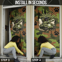 761st Tank Battalion African American Door Cover Black Panthers Cartoon Mascot - Military History Camouflage Paw