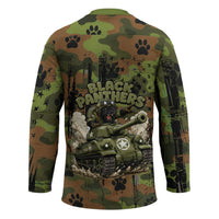761st Tank Battalion African American Hockey Jersey Black Panthers Cartoon Mascot - Military History Camouflage Paw