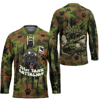 761st Tank Battalion African American Hockey Jersey Black Panthers Cartoon Mascot - Military History Camouflage Paw