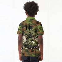 761st Tank Battalion African American Kid Polo Shirt Black Panthers Cartoon Mascot - Military History Camouflage Paw
